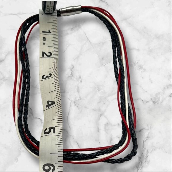 Braided Leather Multicolor Necklace With Magnetic Clasp Unisex - Picture 7 of 7